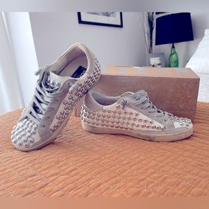 GOLDEN GOOSE Superstar Silver Studded 36